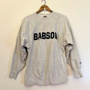 Vintage 90s Babson College Champion Authentic Athletic Grey Sweatshirt Size L